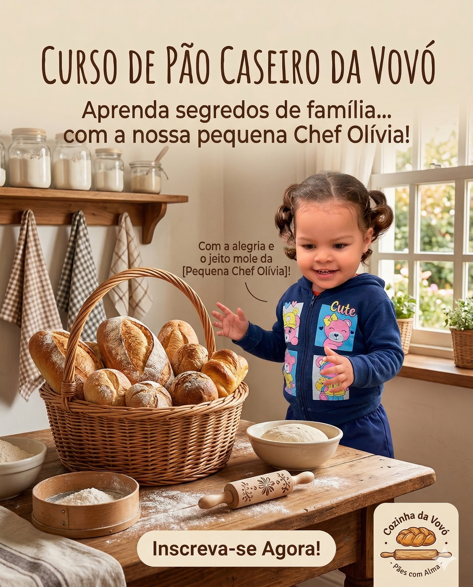 Chef Olívia com pão caseiro